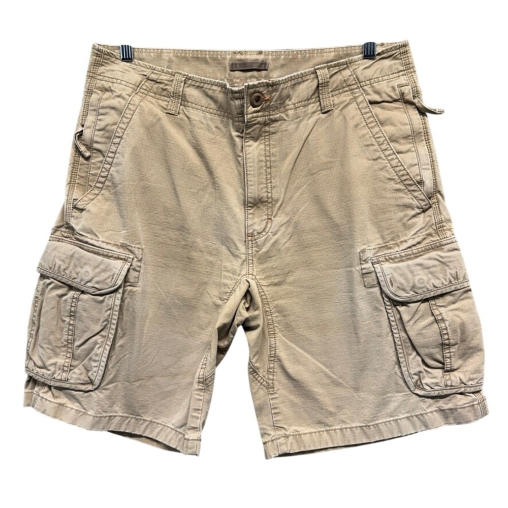 LL Bean Mens Natural Fit Cargo Shorts 35 Khaki Cotton Ripstop Utility 262571
